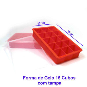 Forma de Gelo 15 cubos em silicone com tampa