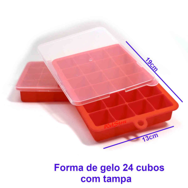 forma de gelo 24 cubos com tampa